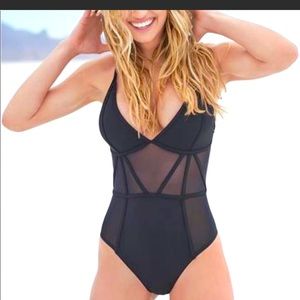 Sports Illustrated Swim Caged Black One Piece
